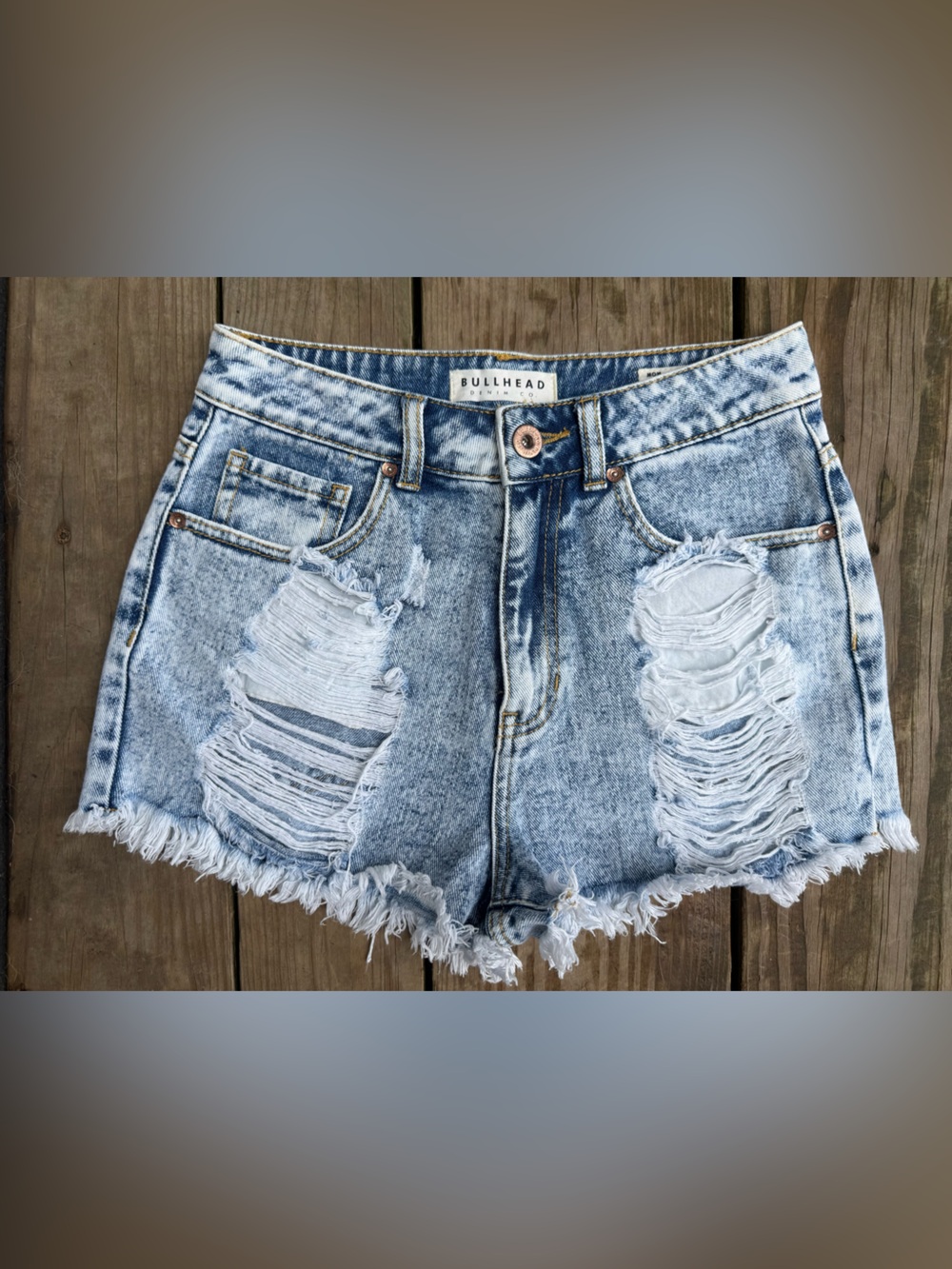 Bullhead Light Blue Ripped Denim Shorts